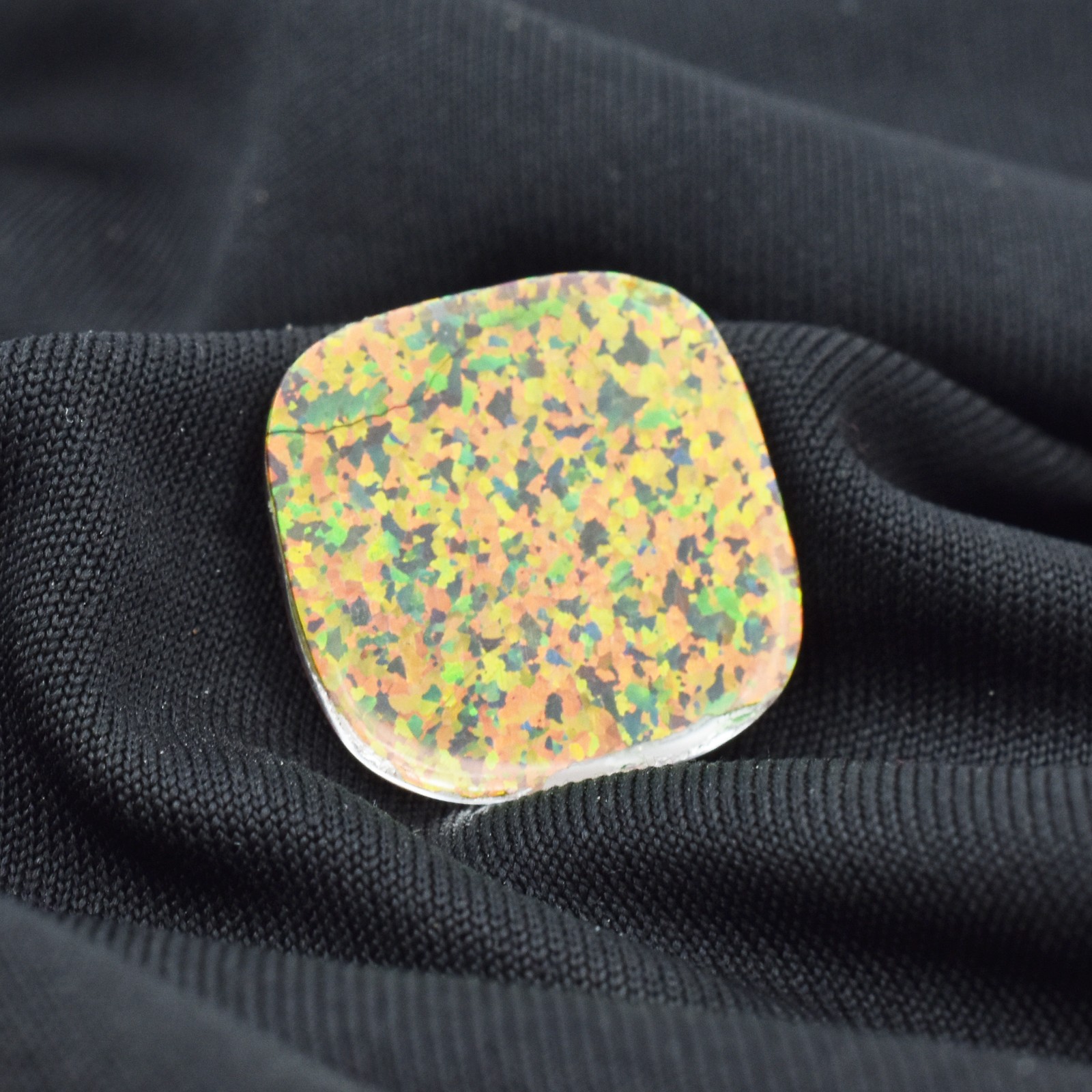 CERTIFIED Lab-Created 14.30 Ct Opal Multi-Color Square Cushion Boulder Opal Gems