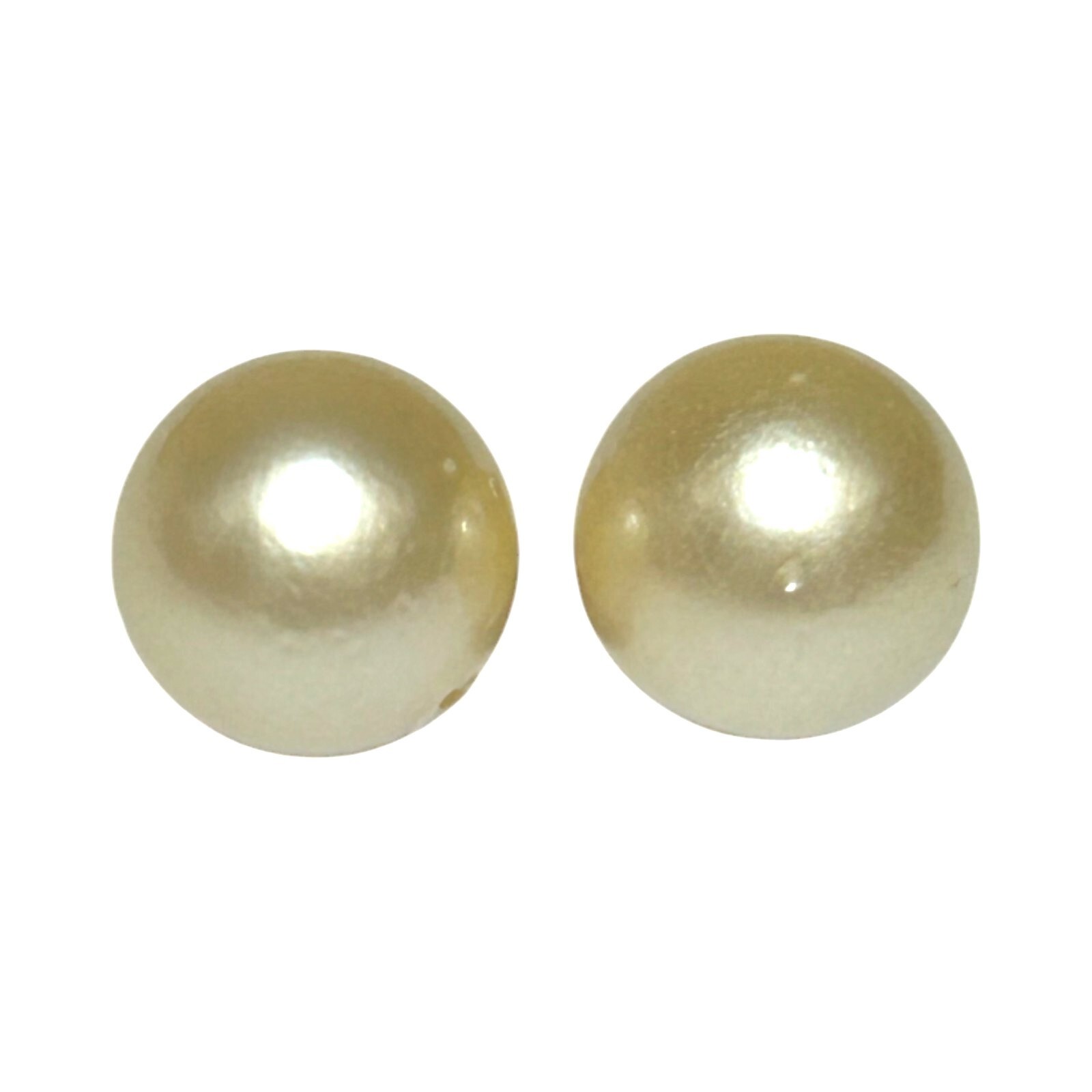 Exquisite Pair of 36-Carat Round 13.4mm Natural Pale Golden Australian Sea Pearl