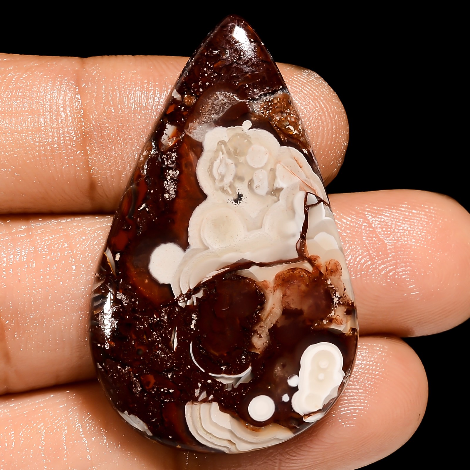 Natural Crazy Lace Agate Pear Shape Cabochon Gemstone 36 Ct. 40X24X5 mm EE-52521