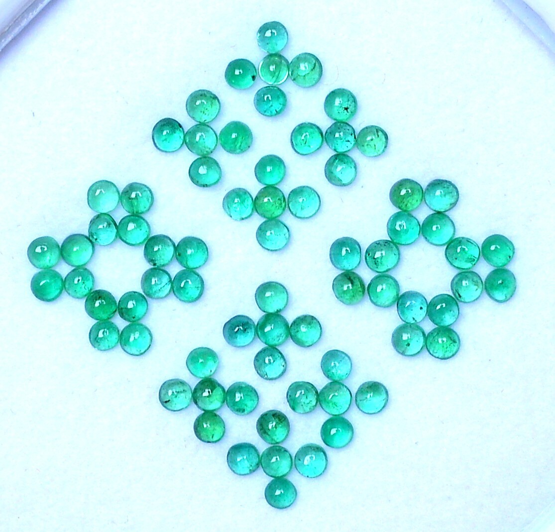 2 mm Natural Emerald Round Cabochon Lot 20 Pieces Calibrated Loose Gemstones