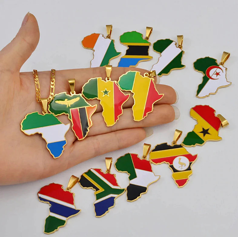 Cape Verde Flag Africa Map Necklace
