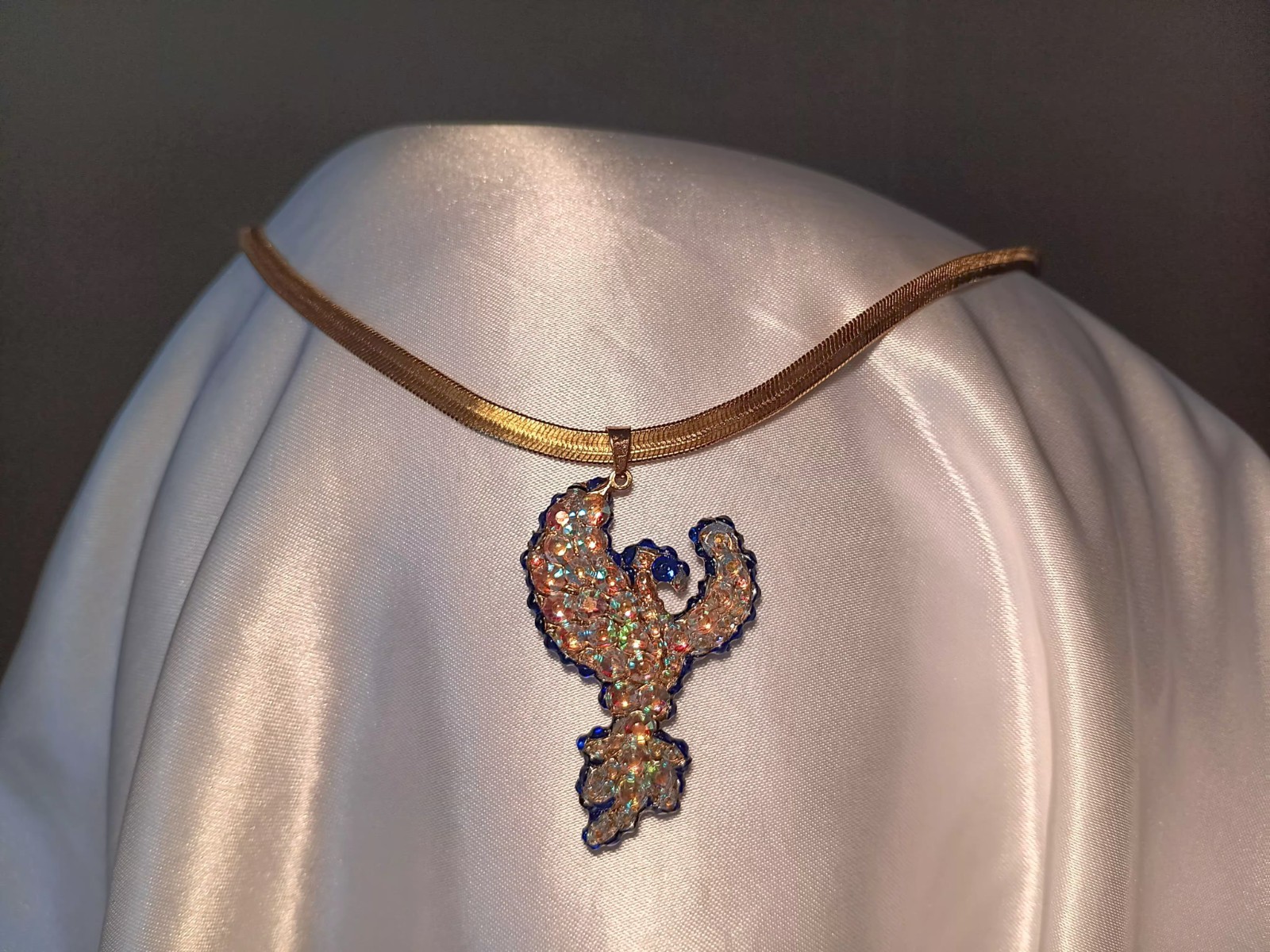 Crystal Phoenix Necklace – Dual Ice & Fire Bird Jewelry – Phoenix Set Gift