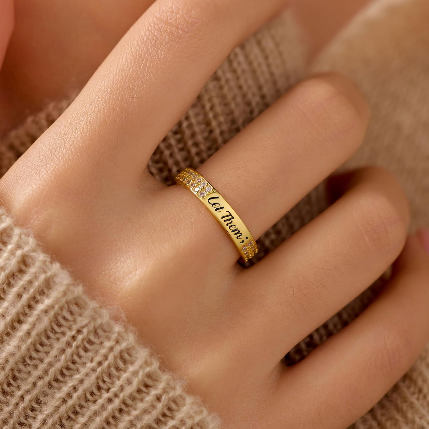 925 Sterling Silver Let Them Ring for Women Men Friendship Rings Self Worth Moti