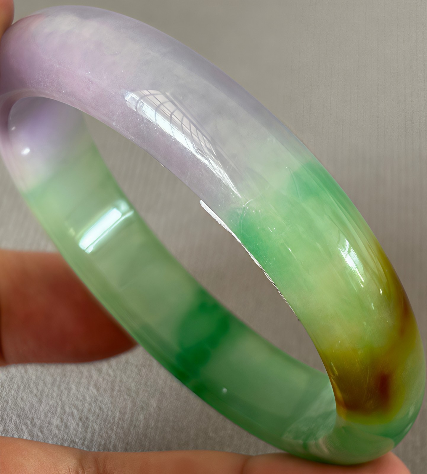 61mm Natural Lavender Jadeite Jade Bracelet Burma Emerald Jade Bracelet Bangle