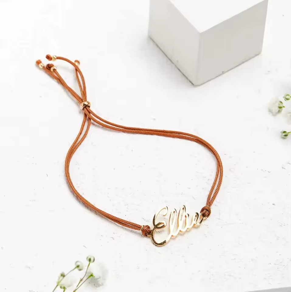 Custom Name Rope Chain Bracelet Jewelry Charm Gift Adjustable Men Women Gold