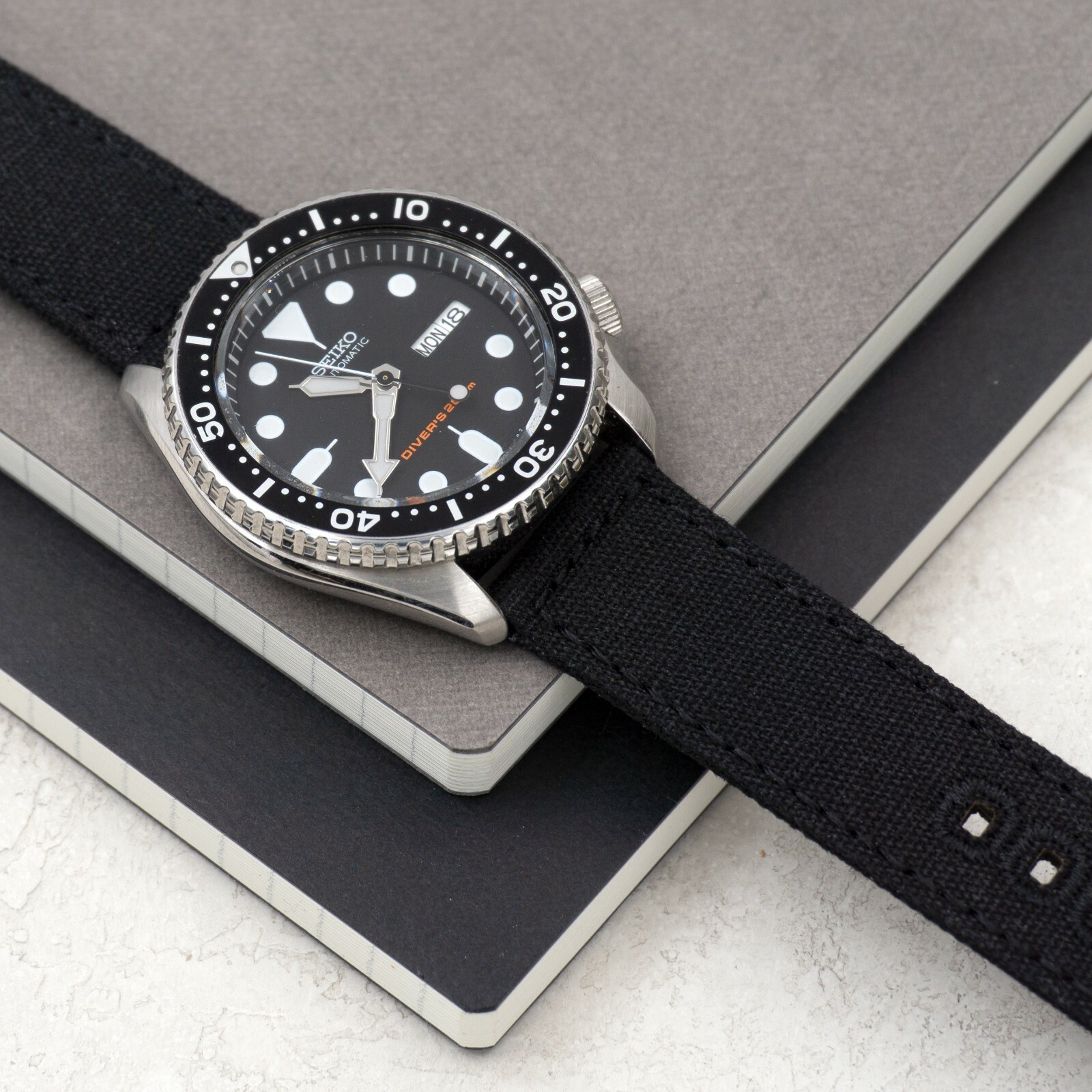 Benchmark Black Canvas Quick Release Watch Band – 20mm or 22mm