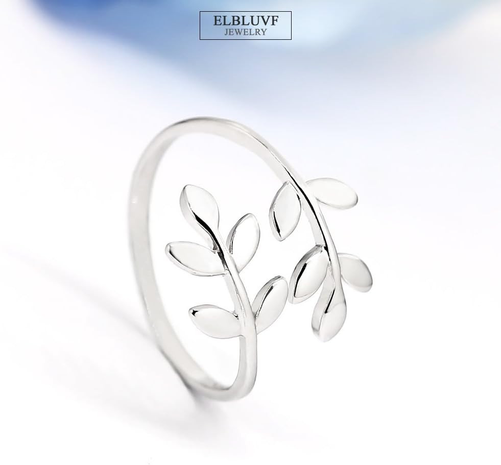 18K Stainless Steel Silver Gold Rose Gold Plated Leaves Leaf Laurel Adjustable B