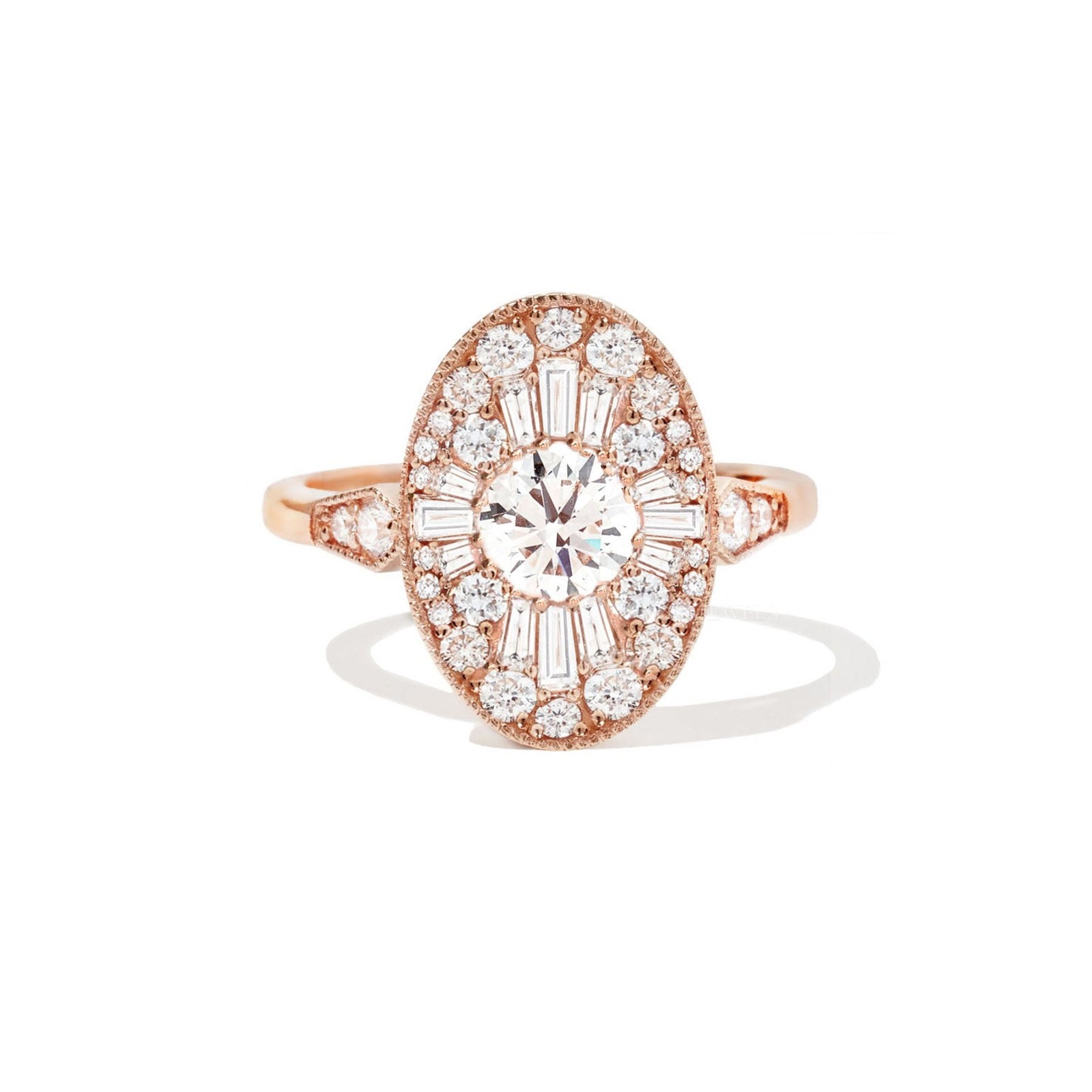 1 CT Round Cut Halo Moissanite Engagement Ring 14K Yellow Gold Plated For Women