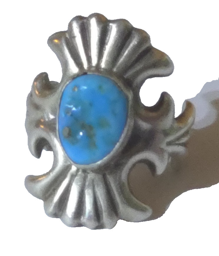 Vintage Lowell Draper native sterling silver Turquoise blue Ring size 8