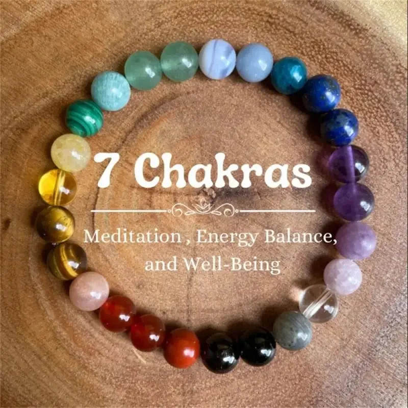 Lady 7 Chakra Healing Bracelet Tiger Eyes Amethyst Gemstone Beads Yoga Gift
