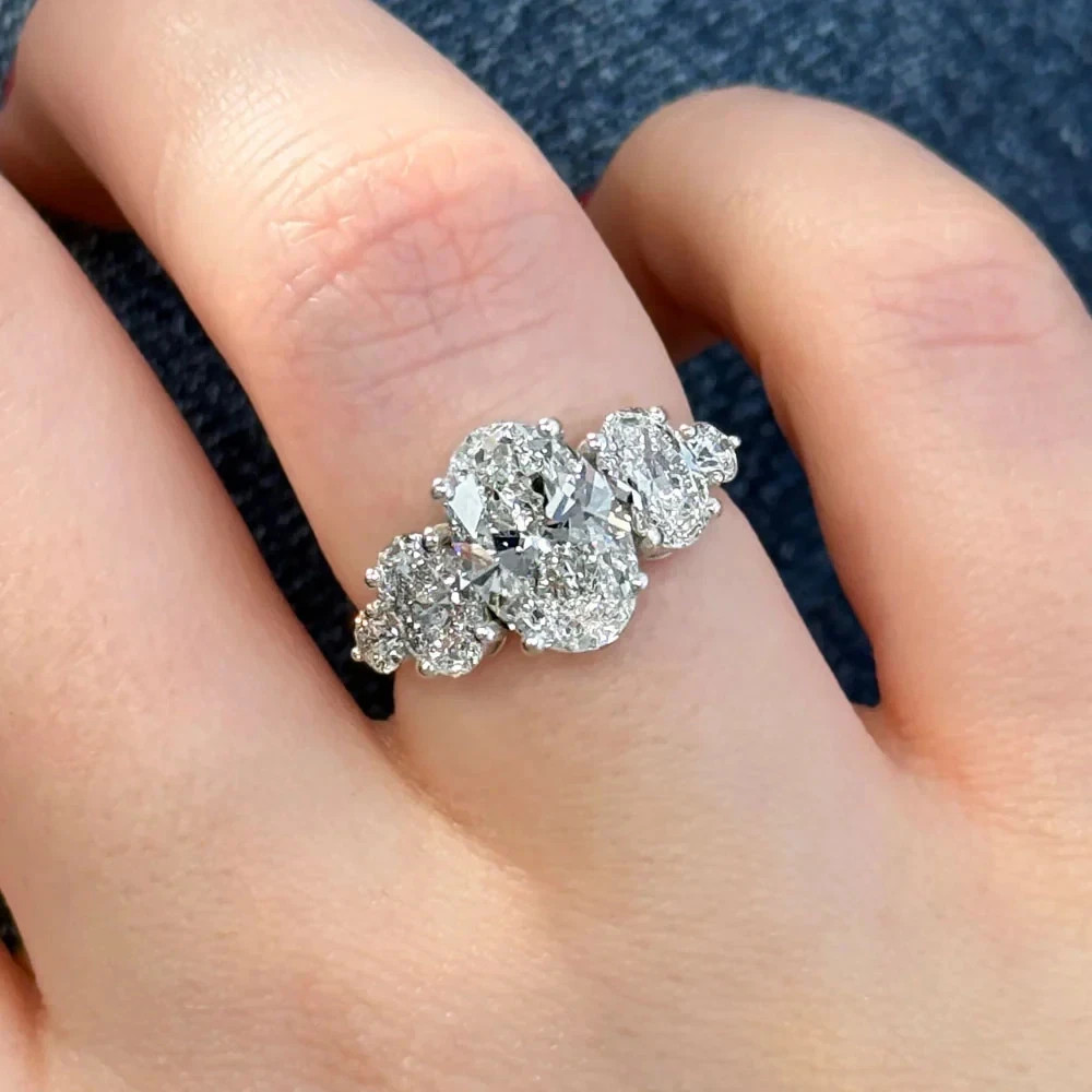 4.90 CT Oval Cut Lab Grown Engagement Diamond Ring Gift Solid 14K White gold