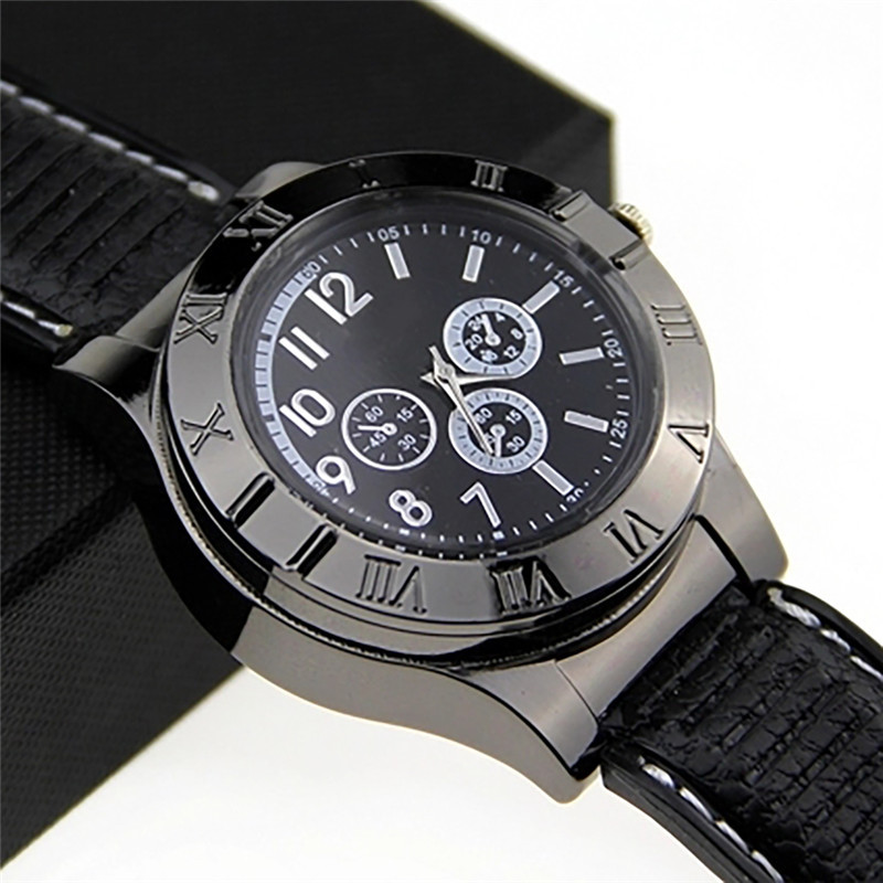 Military Men Lighter Watch USB Cigarette Rechargeable Windproof Flameless