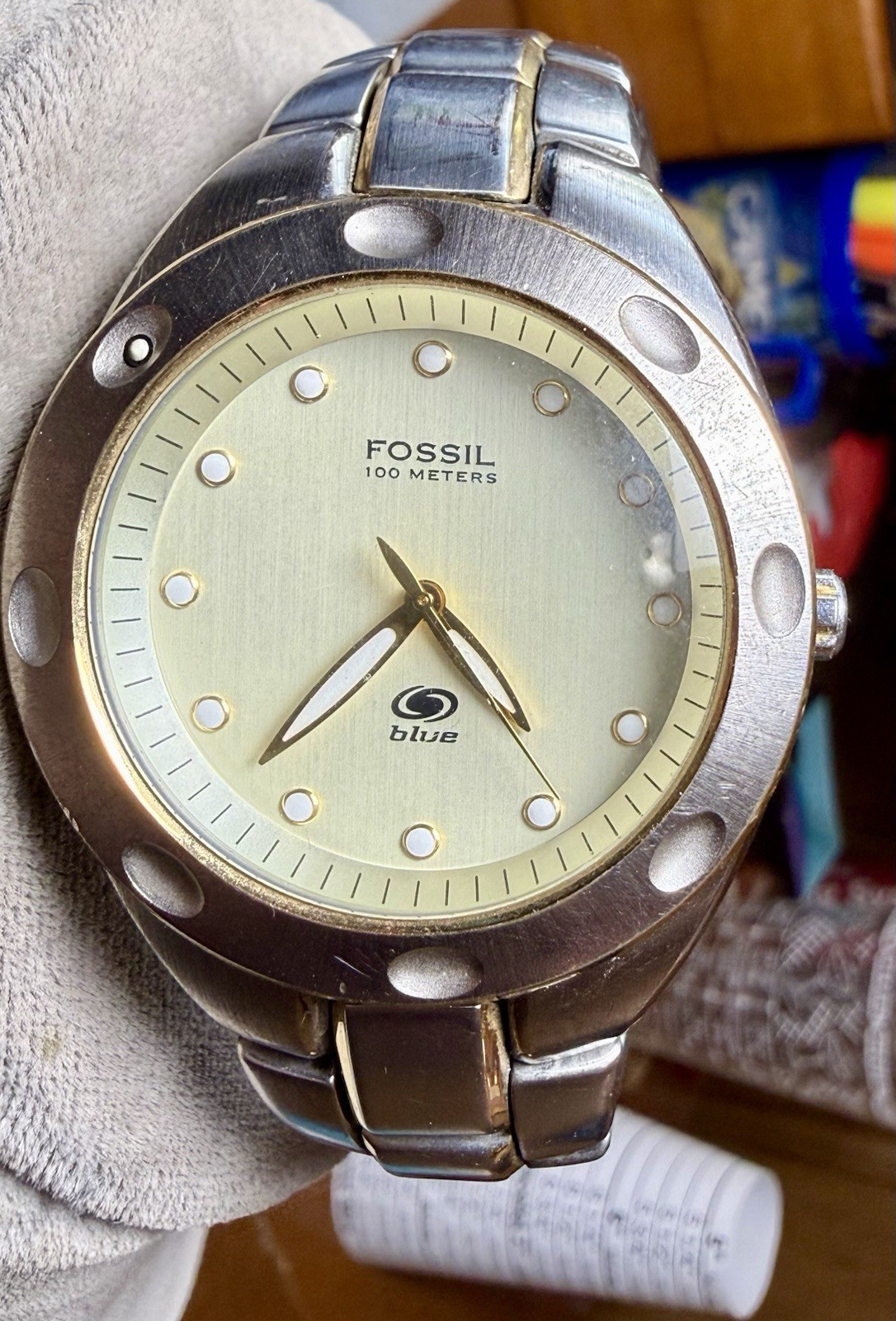Fossil Blue AM-3303 Wrist Watch New Battery Lot B