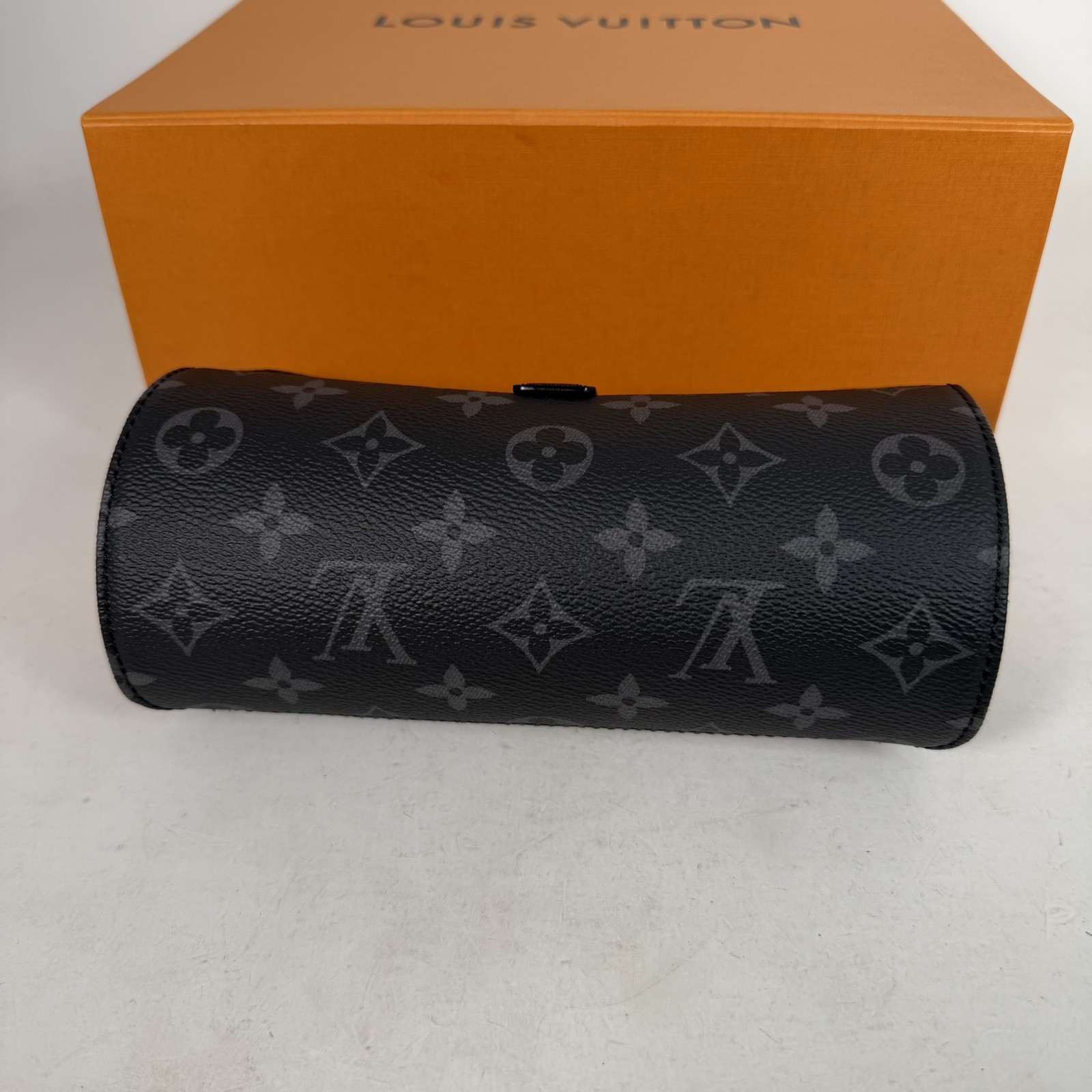 Louis Vuitton Monogram Eclipse 3 Watch Case M43385 Black Authentic