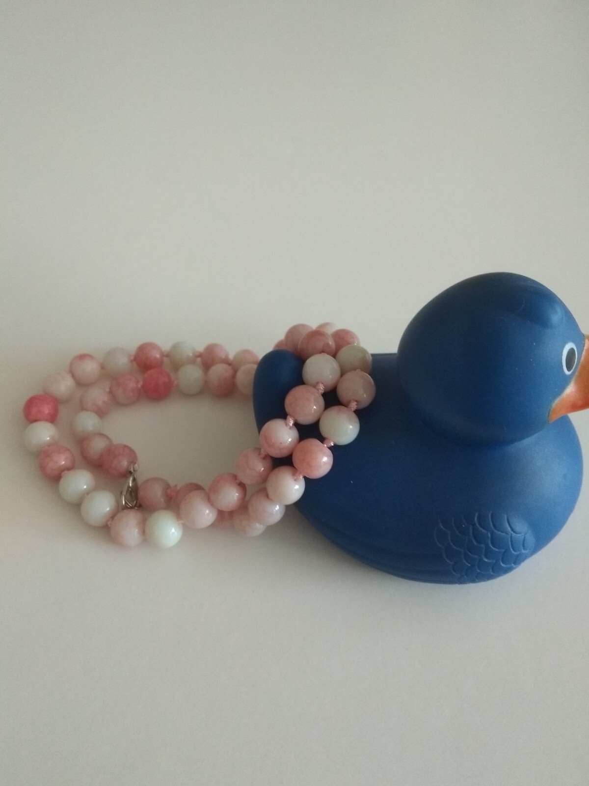 Natural 8mm multi-coloured Light Cherry Pink Jade gemstone beads necklace 17″