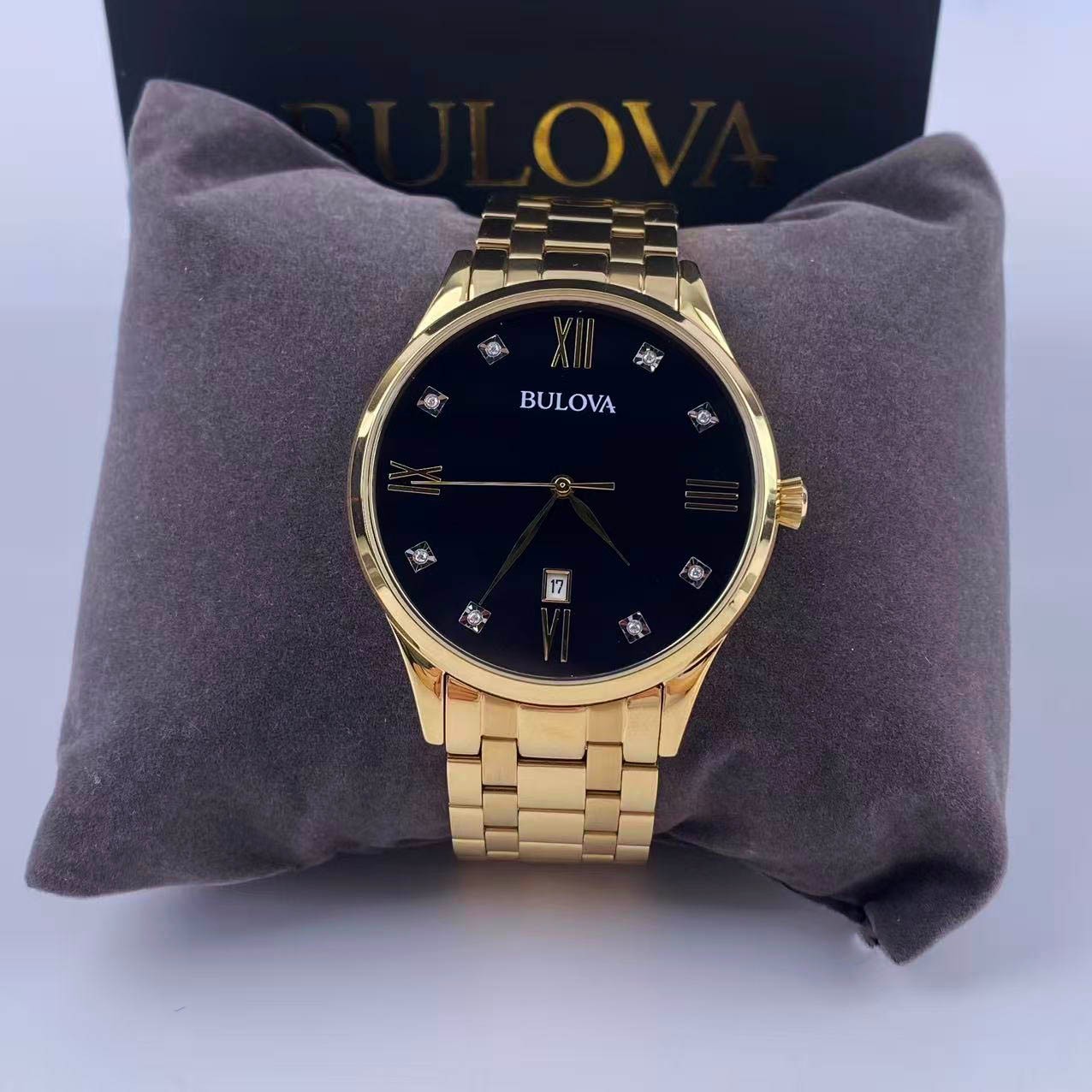 New Bulova Men’s Classic Quartz Watch Black Dial Stainless Steel 97D108 40 mm