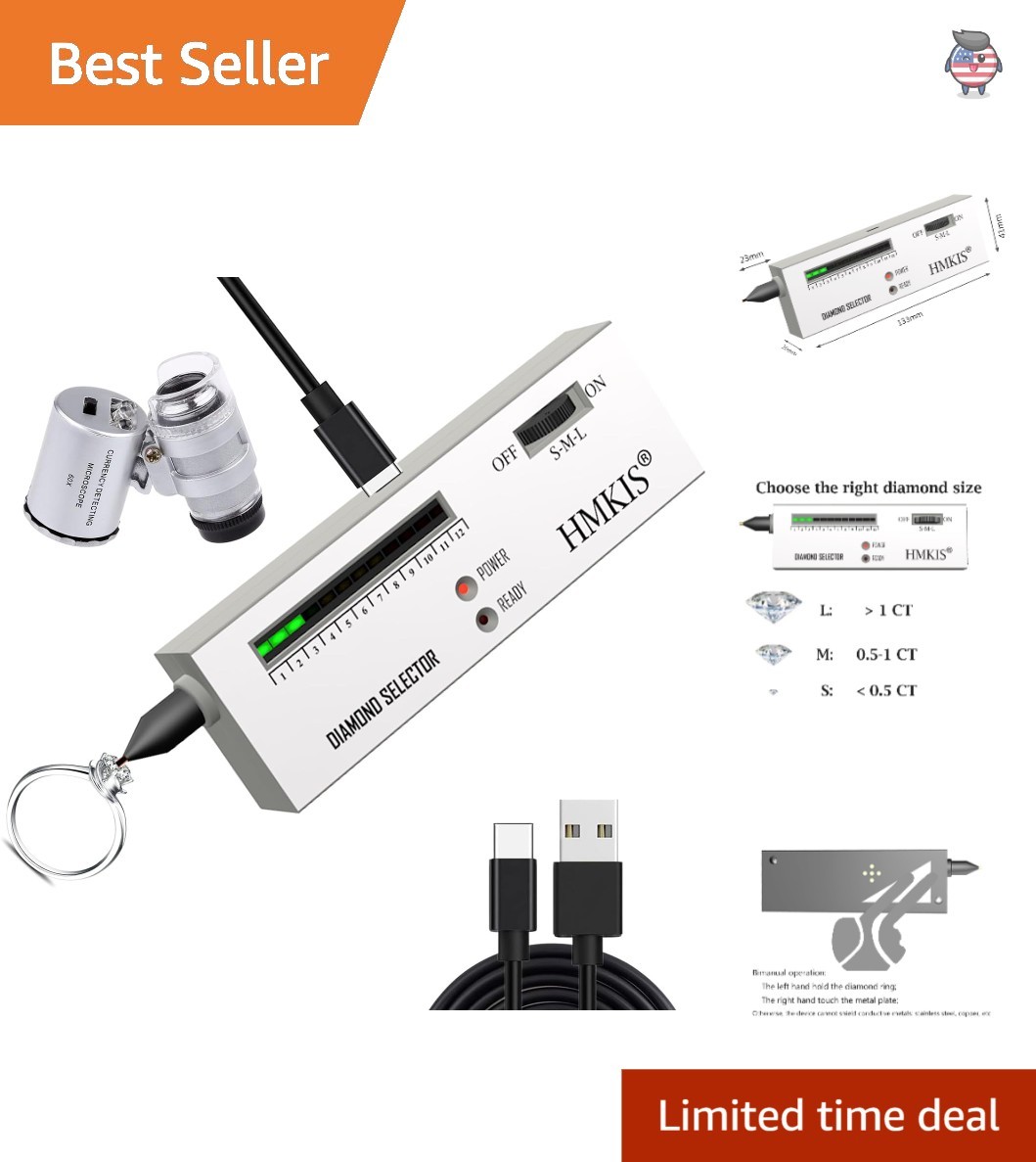 Professional Diamond Tester Pen & 60X Loupe Magnifier – Accurate and Compact