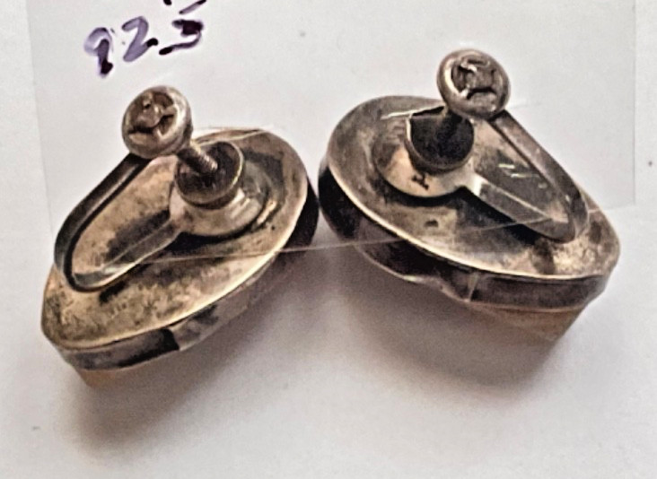 Vtg Signed Sterling Silver & Stone Face Native American Earrings approx 3/4 in