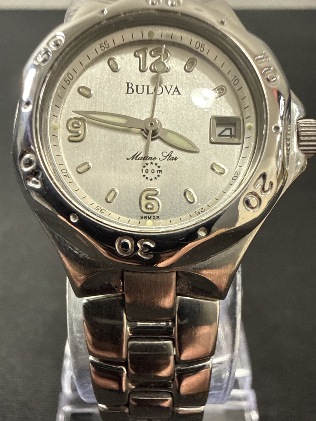 2001 Women’s Bulova Marine Star 96M25 Wristwatch New Battery In Very Good Shape!
