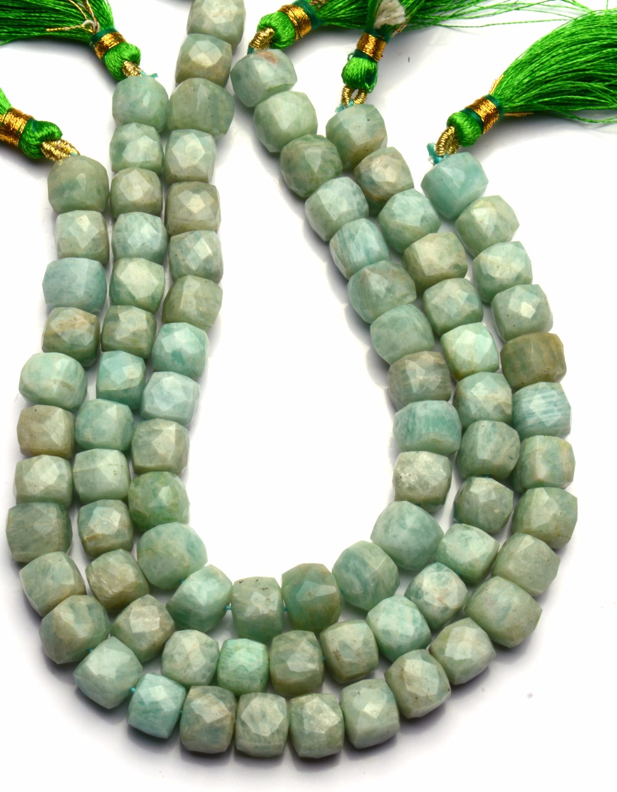Natural Gemstone Amazonite 8MM Approx. Faceted Cube Beads Strand 8.5″
