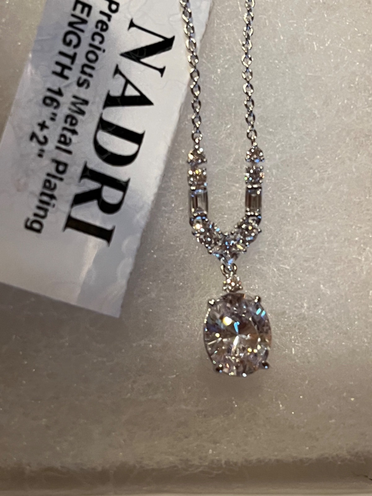 Nadri Delphine Small Frontal Short Pendant Silver Necklace