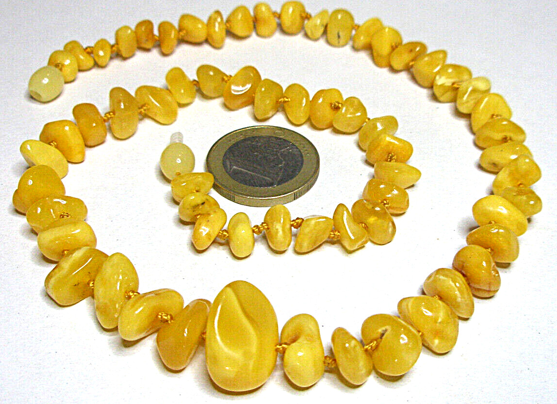 Genuine Baltic Amber Necklace Polished Egg Yolk Butterscotch 46 cm – 18 inch