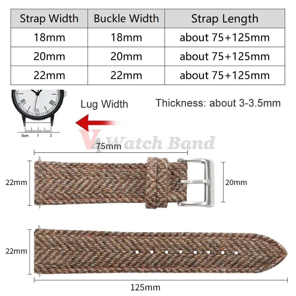 Quick Release Woven Leather Watch Band Nylon Strap 18mm 20mm 22mm