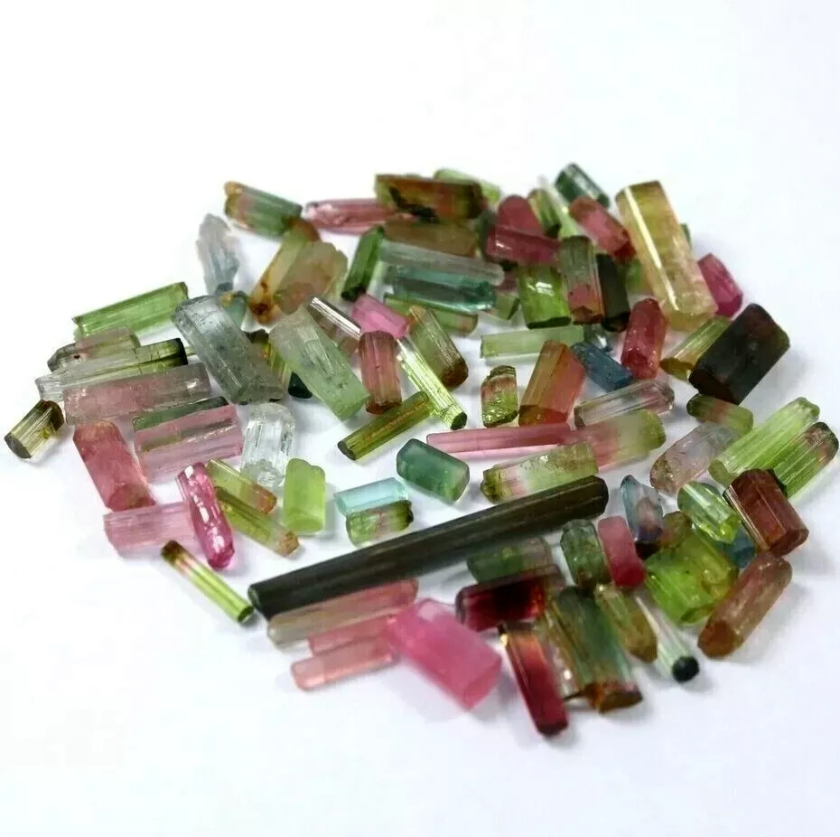 Natural 250 Ct+ Bi-Color/Multicolor Tourmaline Pencil Rough Lot Loose Gemstone