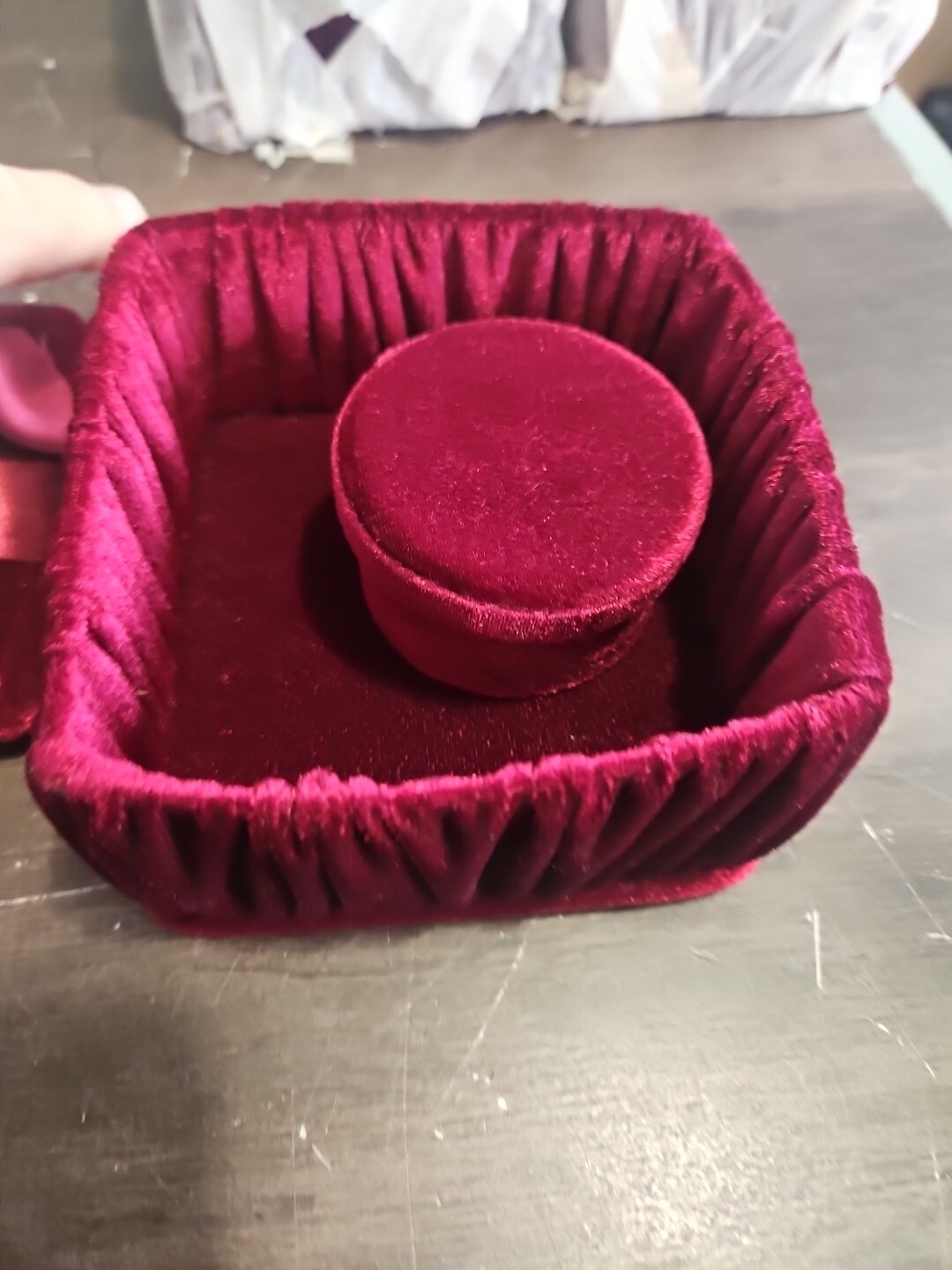 Red Maroon Velvet Square Jewelry Box With Bow Big Box Gift Box Soft