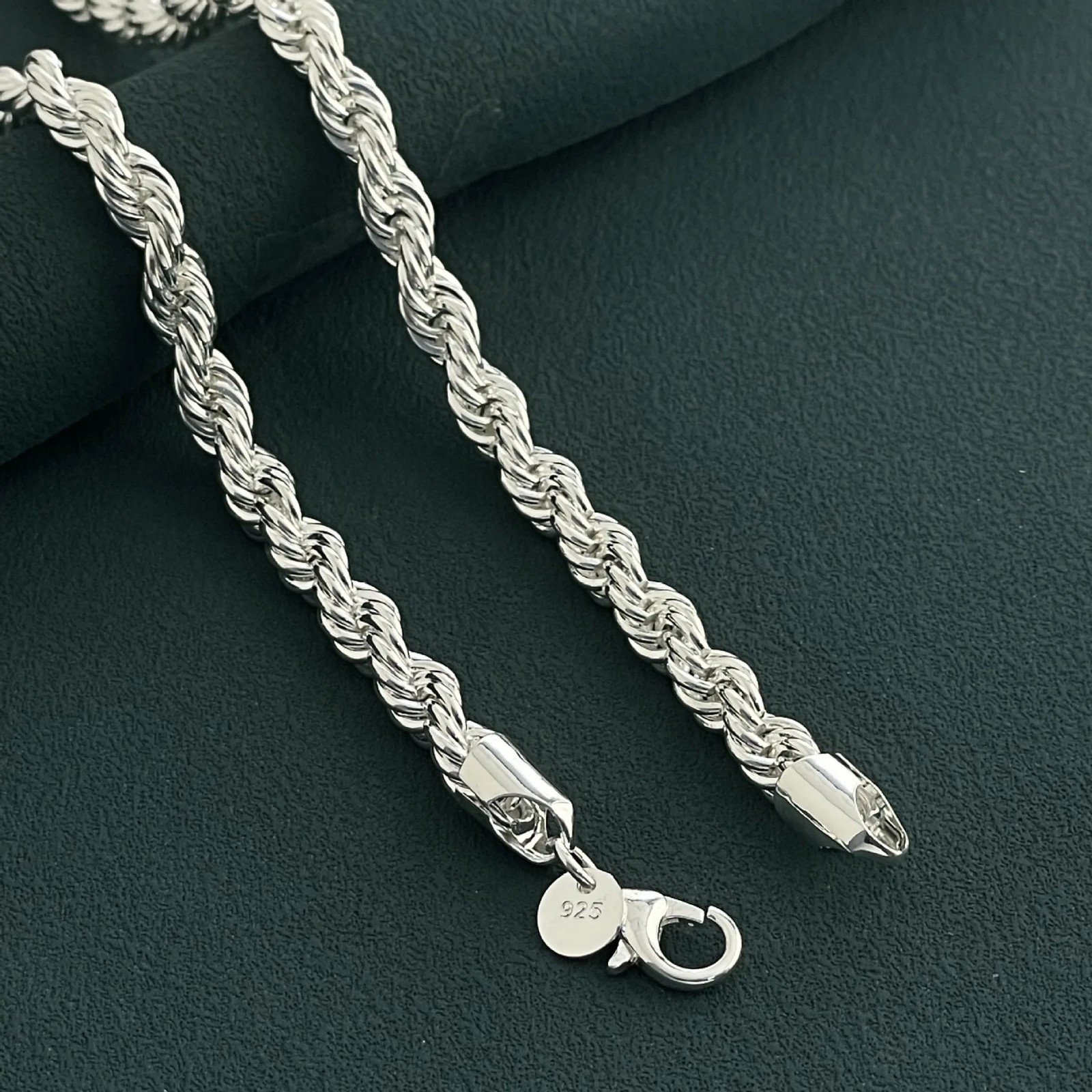 S925 Sterling Silver 8mm Twisted Rope Chain Necklace Mens Fashion Gift