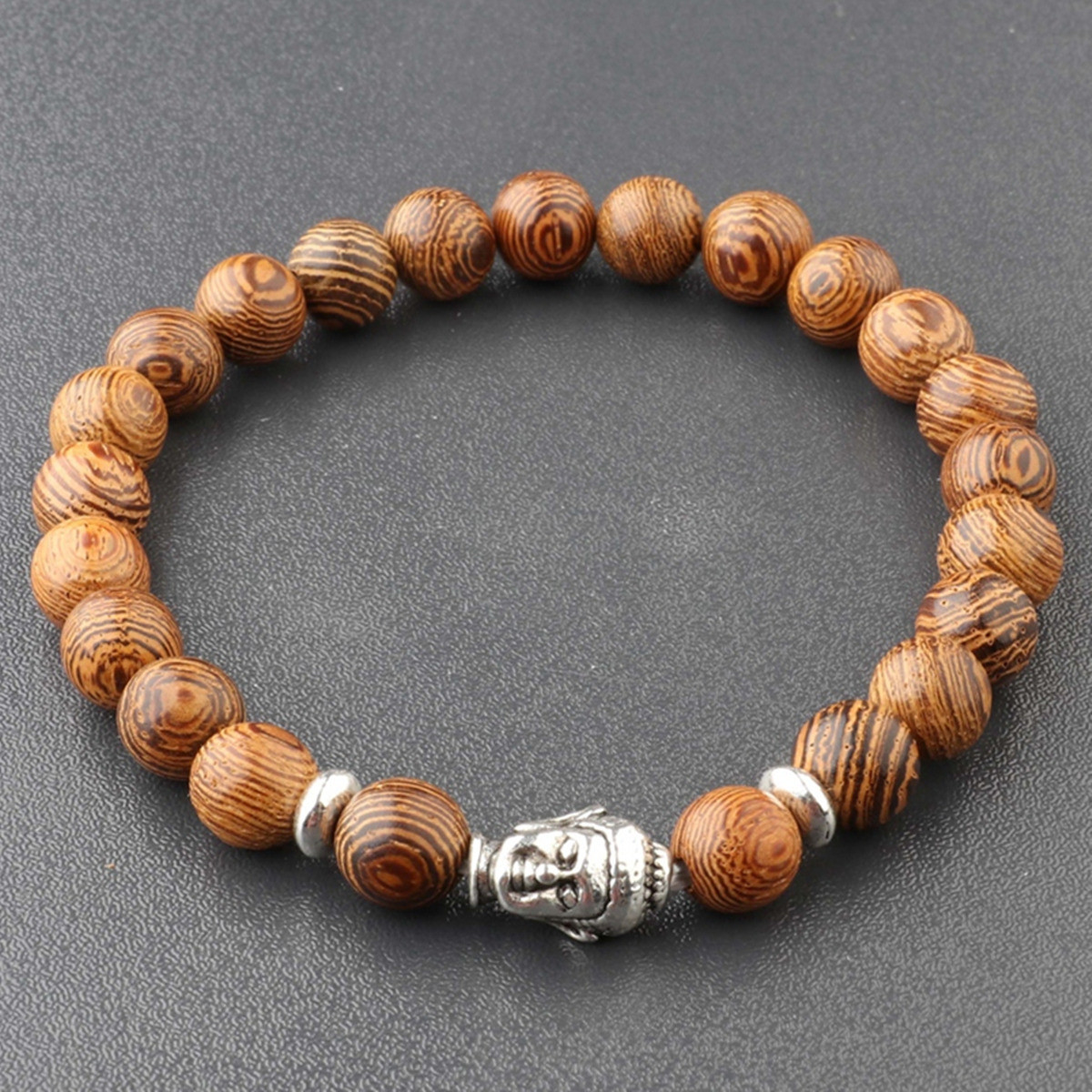 3 Pcs Men’s Woman 8MM Multilayer Wooden Beaded Jewelry Stretch Bangle Bracelets
