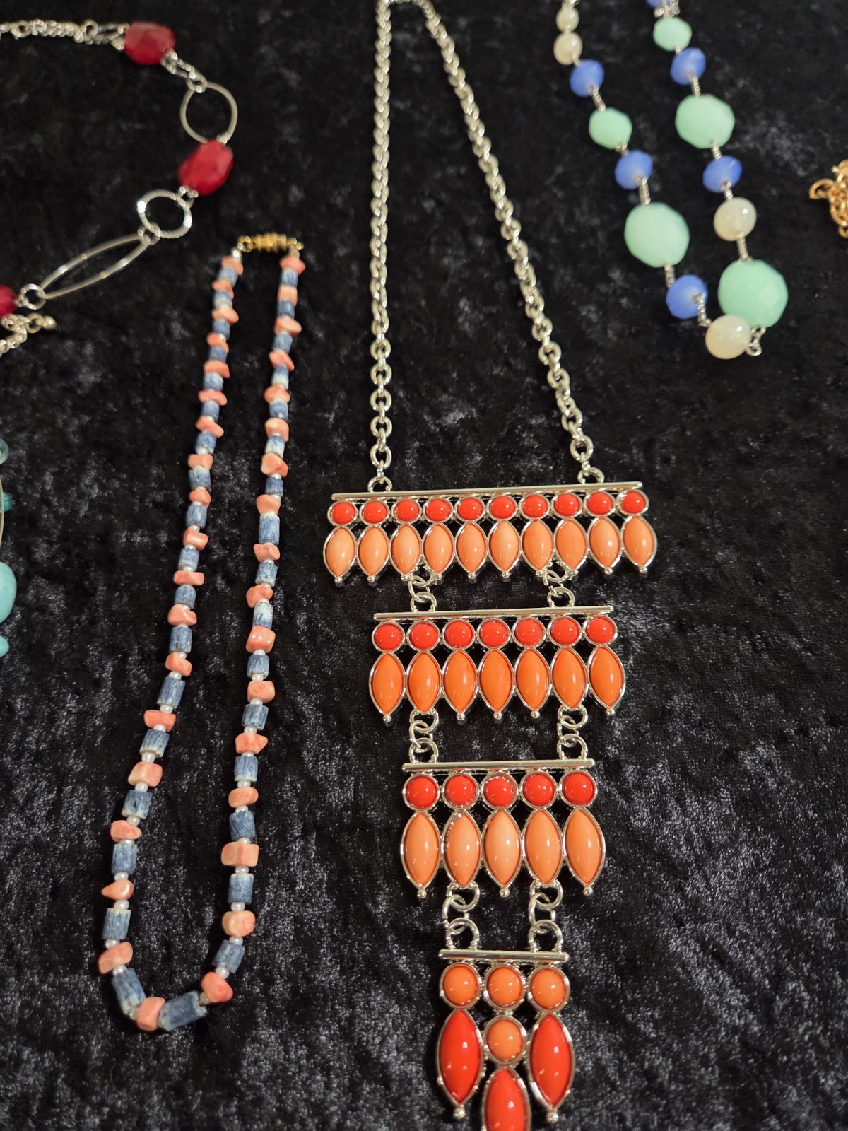 Fashion Jewelry Mixed Lot with 7 Necklaces, Bracelet, Multicolor Plastic & Metal