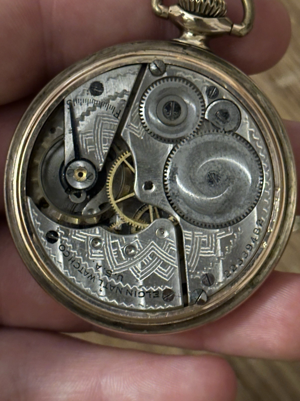 1927 Elgin 16s 7j Gold Filled Pocket Watch Grade 291 W/mustard Seed Charm & Chai