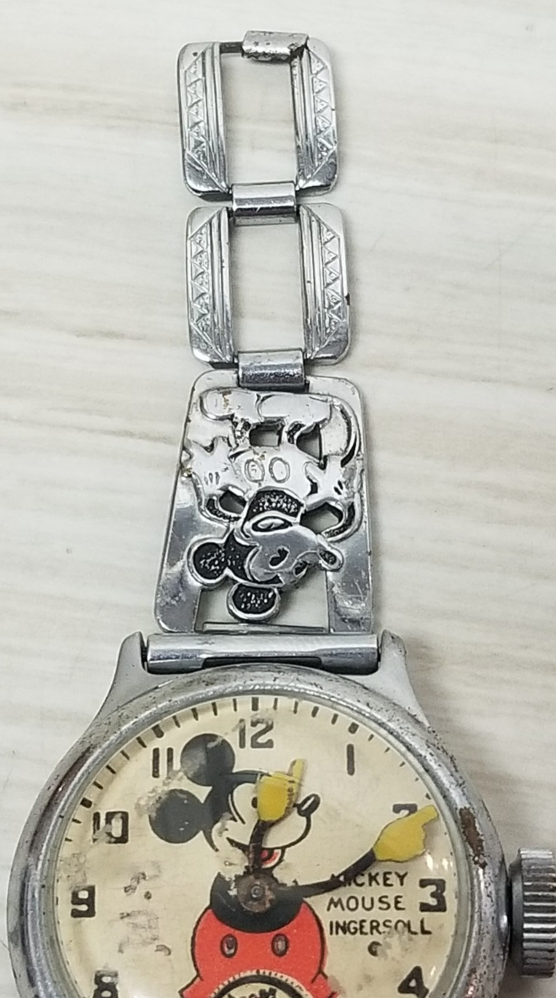 Vintage 1934 Ingersoll Mickey Mouse Wrist Watch Works some K293/ROSE K