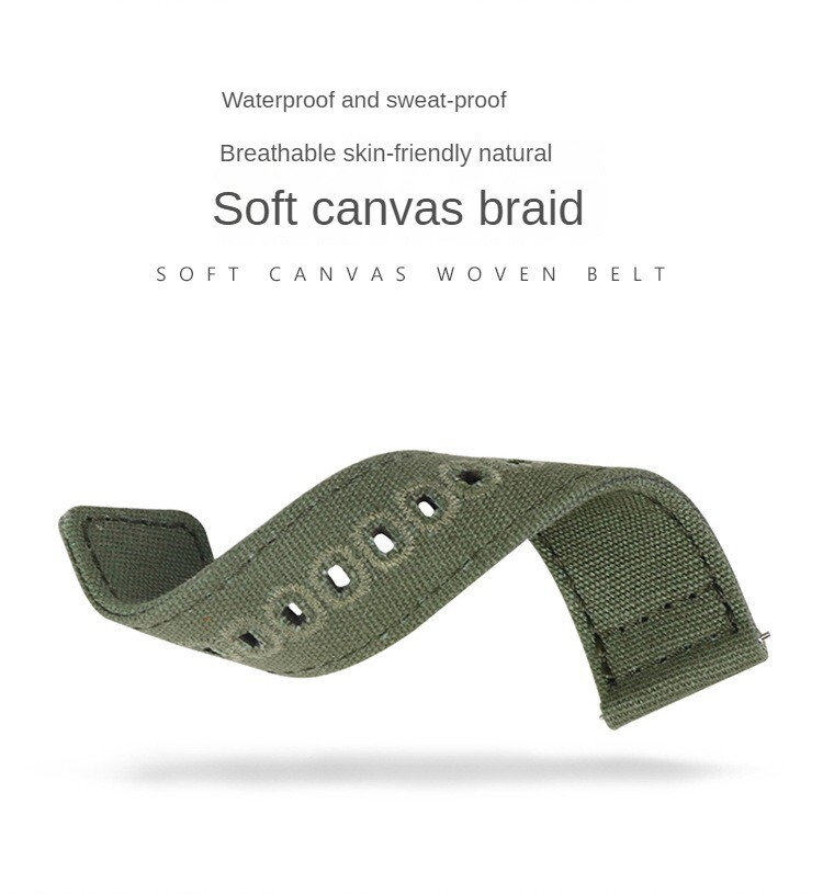 High Quality Woven Canvas Field Sport Quick Release Watch Band Strap18 20 22mm