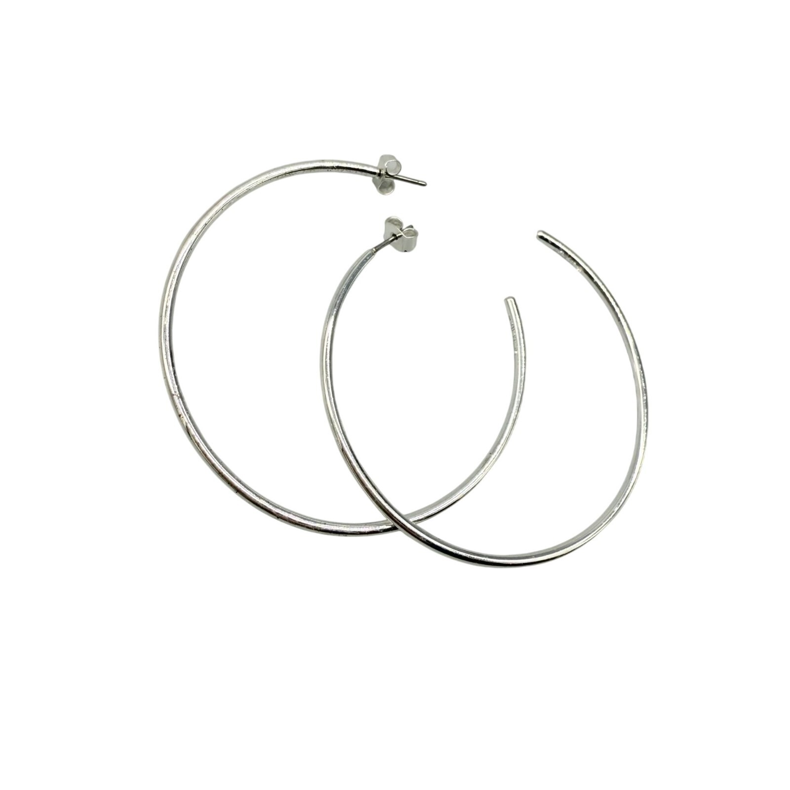 J. Crew Large Hoop Earrings Silver Tone Casual Minimalist Dinner Evening Work
