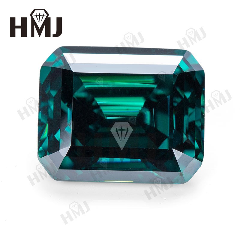 1ct Wholesale Loose Moissanite Stones Emerald Cut Blue Green Color VVS1 with GRA