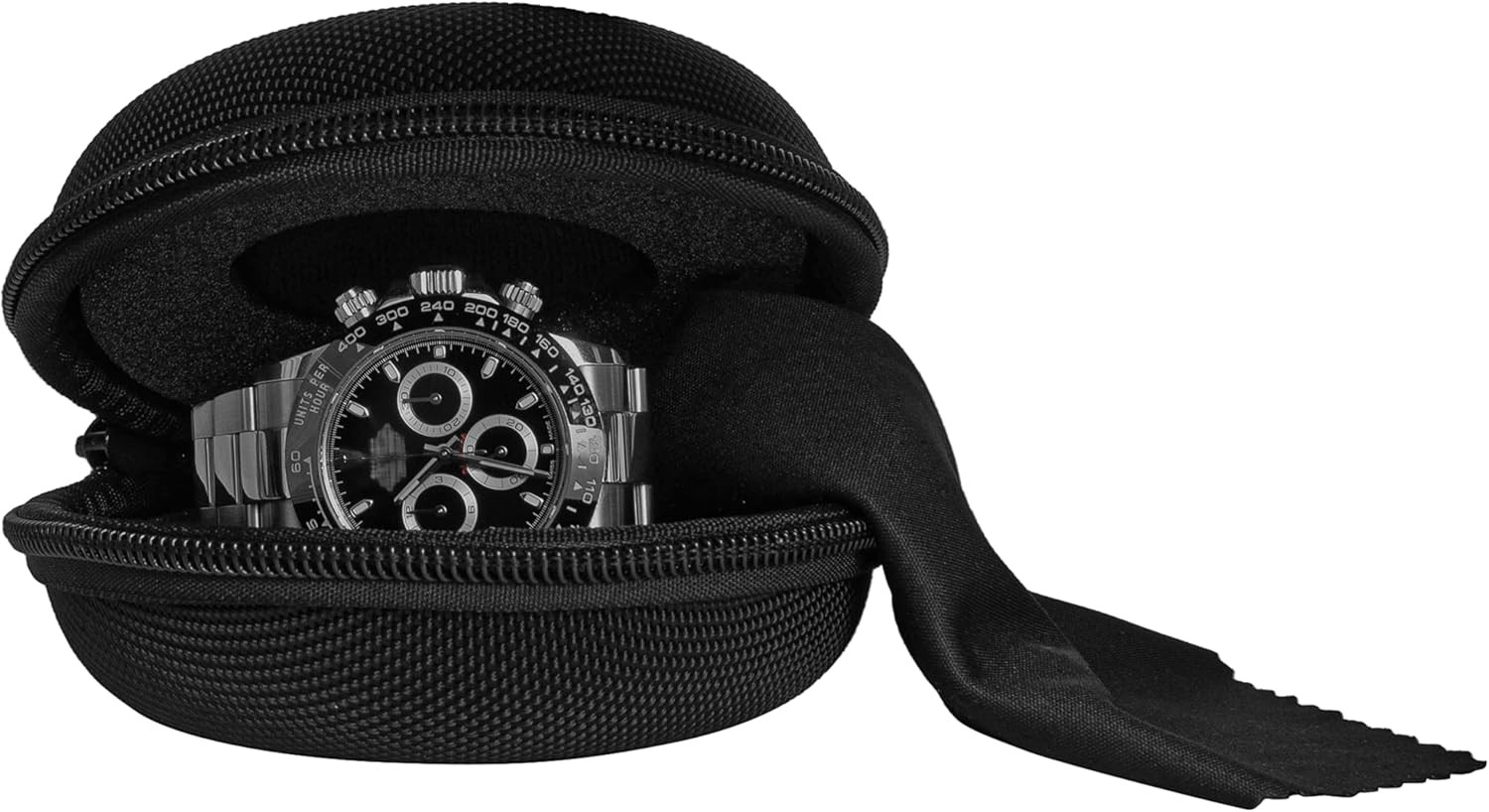 Travel Watch Case | Single Watch Box W/Zipper for Storage | Cushioned round Port