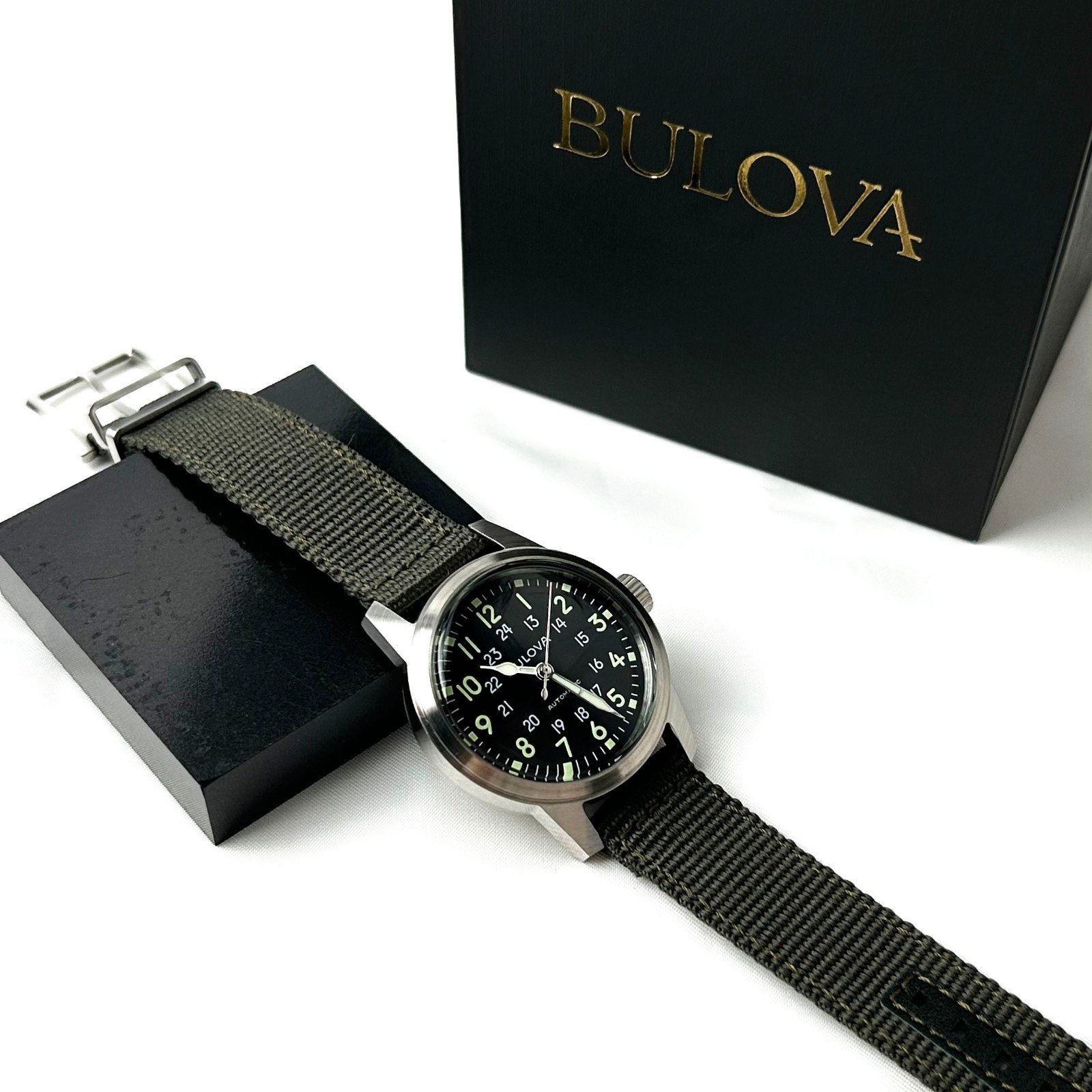 Bulova Military VWI Special Edition HACK 38mm Automatic Men’s 96A259 Watch-W/box