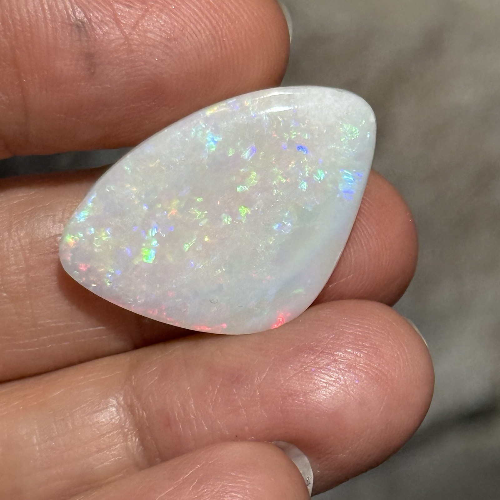 12.10ct 28c19x3.7mm Colorful White Australian Crystal Pipe Opal Cabochon Gem