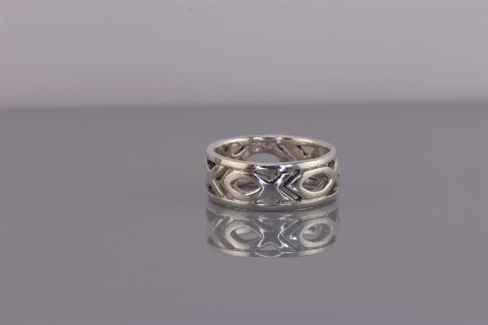 Peter Stone Sterling Silver Jesus Fish Christian Ichthys Band Ring 925 Sz: 5