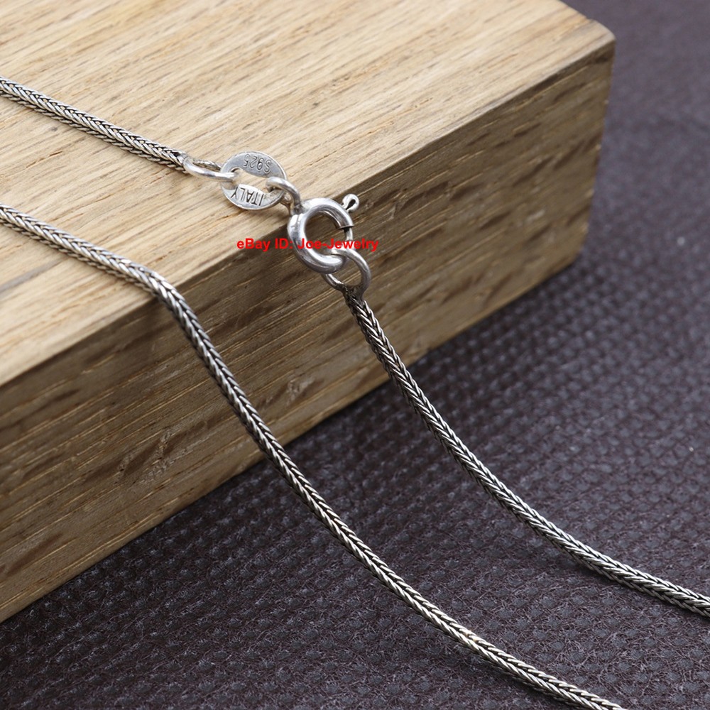 Real 925 Sterling Silver Necklace 1.2mm Wheat Link Chain Necklace 15.7inch