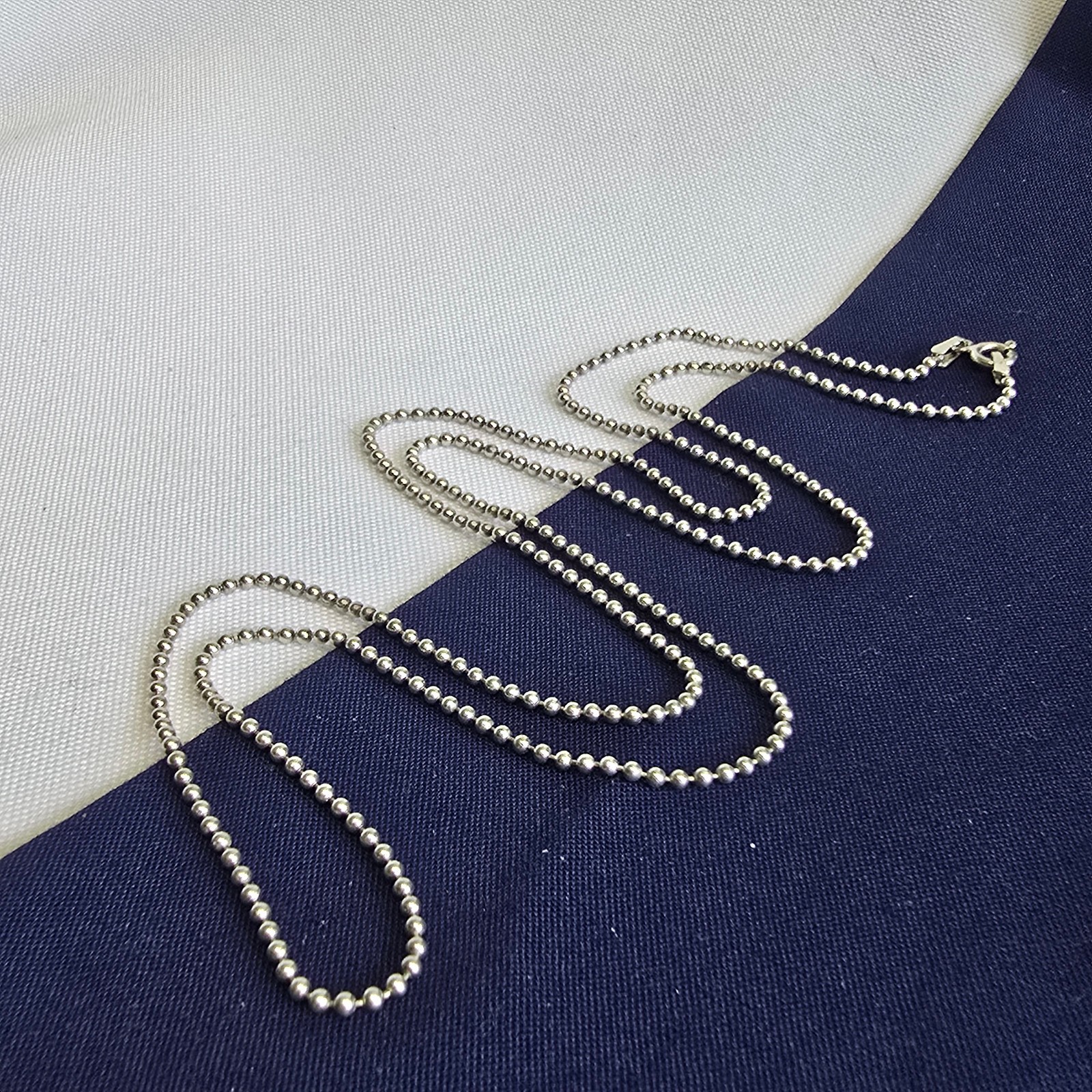 Sterling Silver Necklace 7.71g Fine Jewelry 30″ Ball Chain Spring Ring