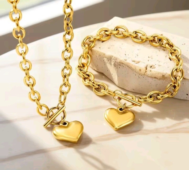 Minimalist Jewelry Set Necklace Bracelet Stainless Steel For Women JEWELRY GIFT