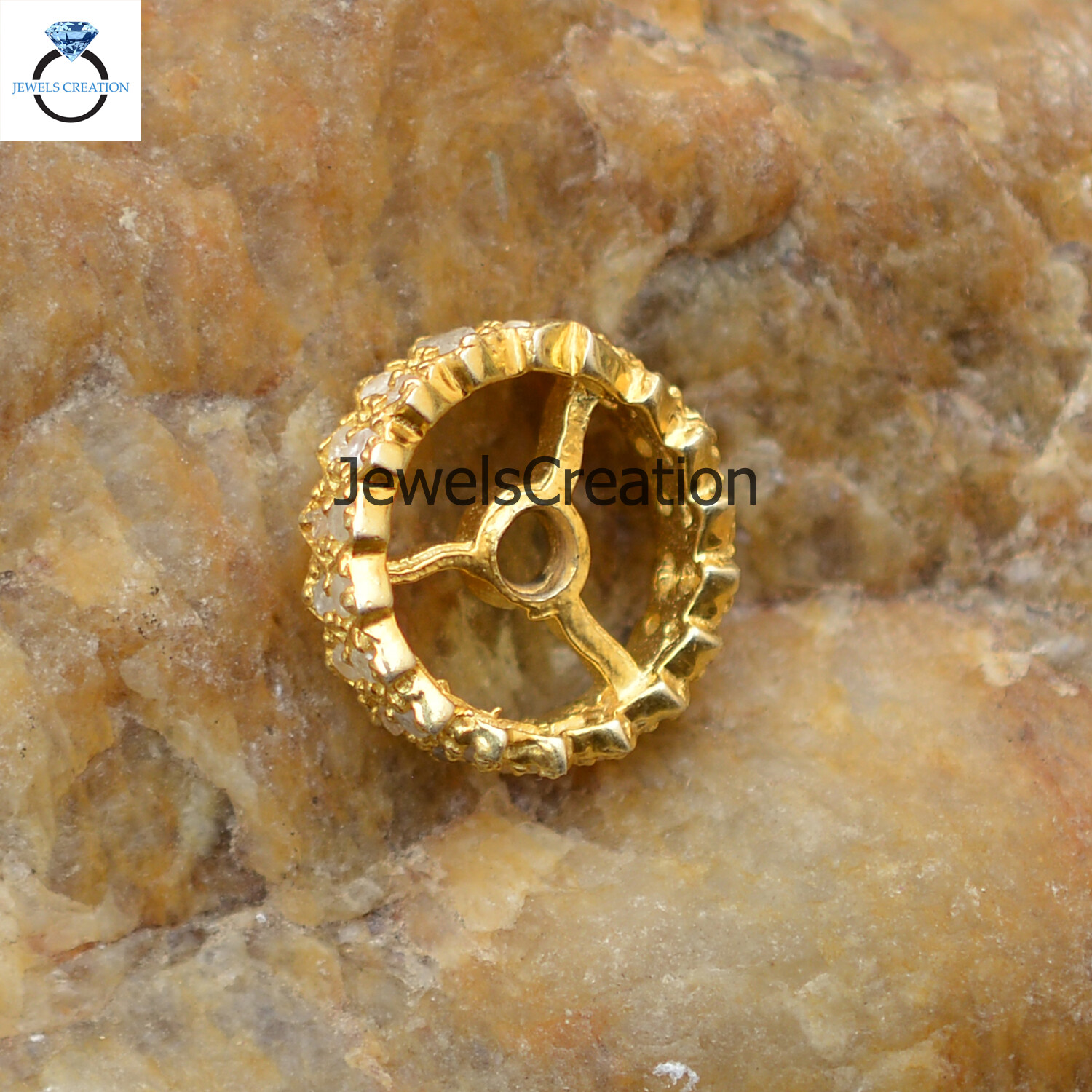 Natural Pave Diamond Finding 925 Silver Wheel Beads Gold Vermeil Jewelry Making