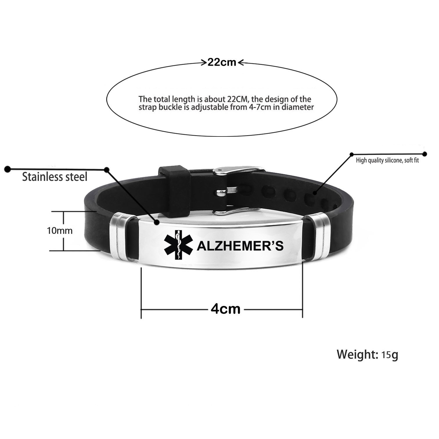 Custom Engraved Medical ID Bracelet Emergency Medical Alert Men’s Wristband