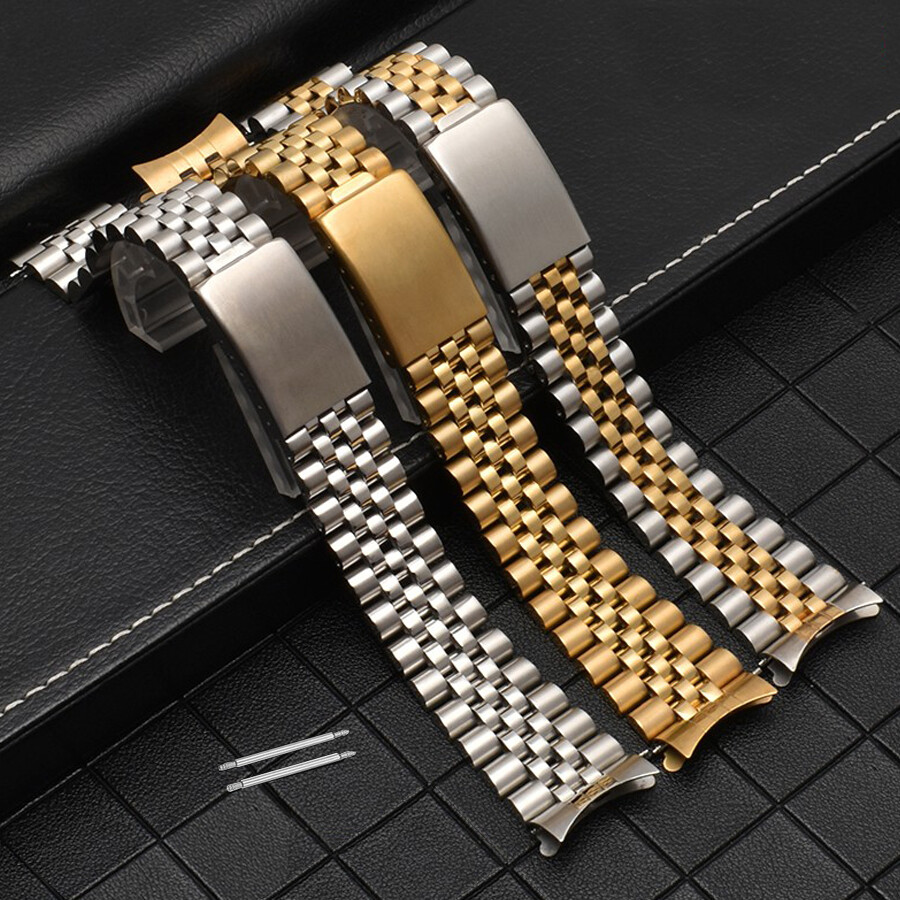 2 Piece Curved End Links for Datejust Jubilee Bracelet Watch Band 17/19/20/21mm
