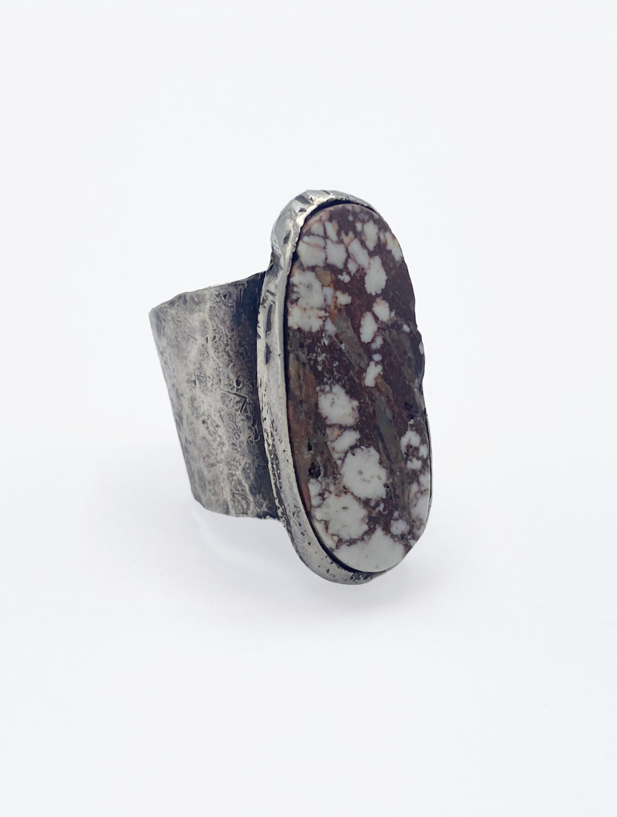 Wild Horse Jasper Sterling Silver Statement Ring Size 5 Brown White Artisan