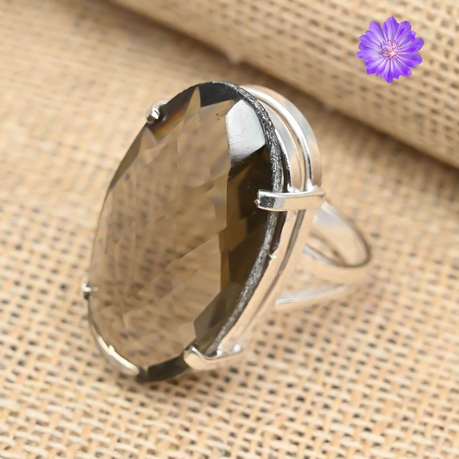 Smoky Quartz Gemstone 925 Sterling Silver Handmade Jewelry Ring Gift For