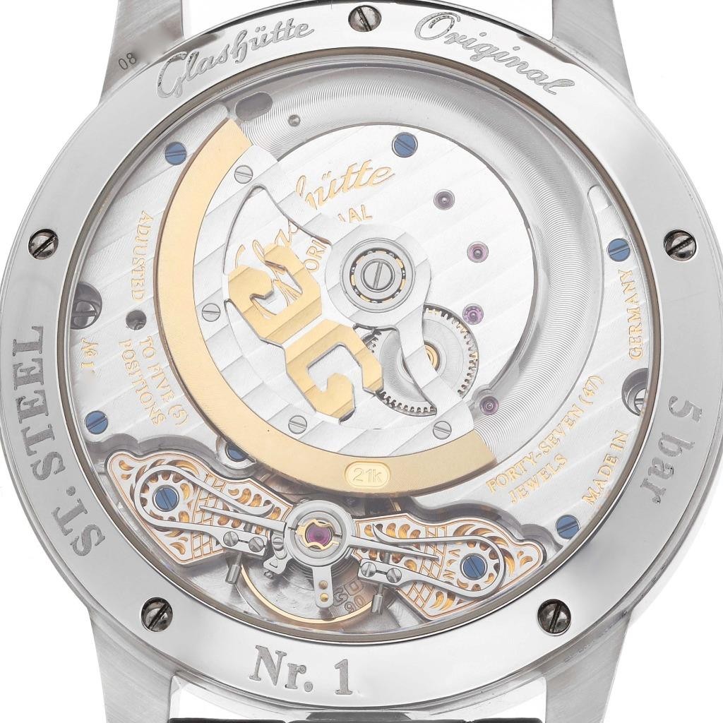 Glashutte PanoMaticLunar Steel Silver Dial Mens Watch 1-90-02-42-32-61